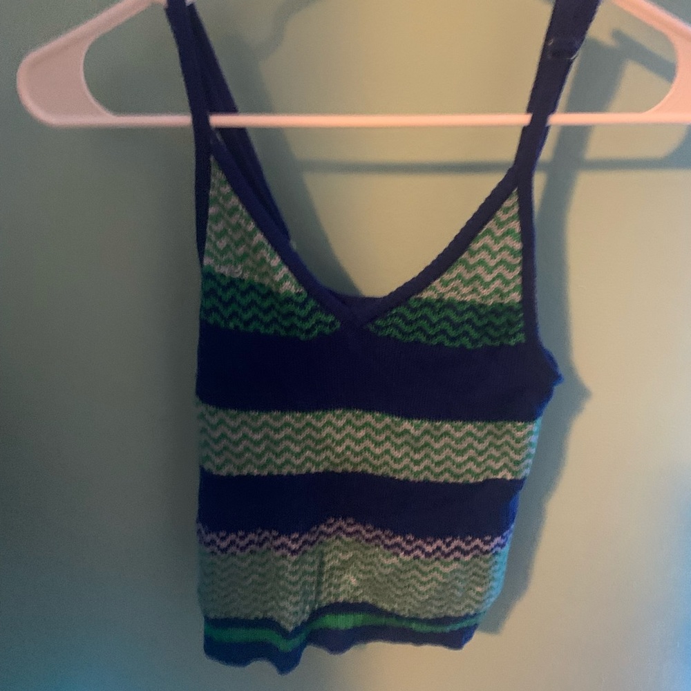 Blue Green And White soft tank top